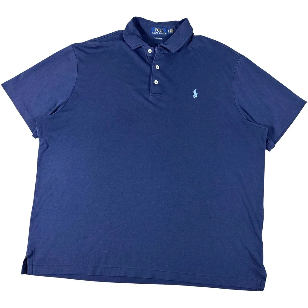 Polo Ralph Lauren Polo Shirt Mens XL Navy Blue Classic Fit Cotton Small Pony